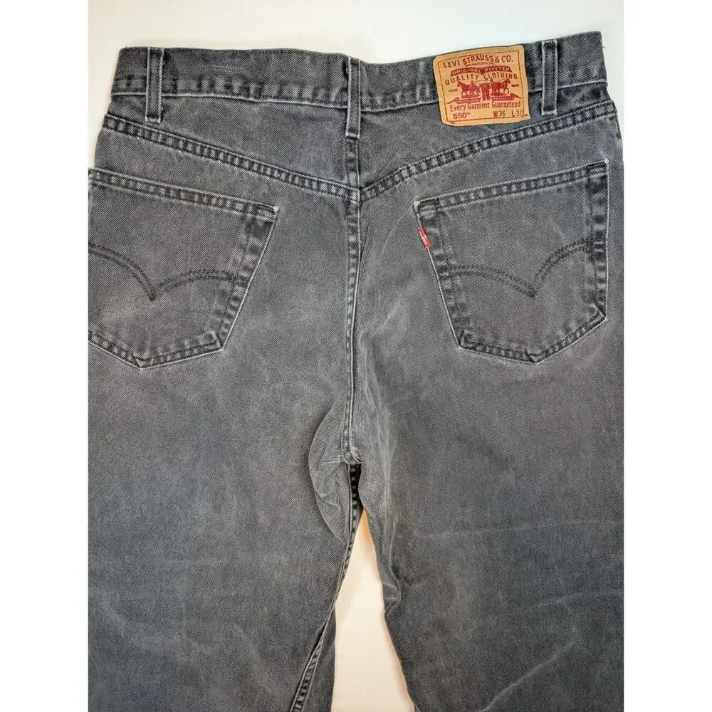 Levi’s 550 Relaxed Fit Jeans Light Wash Black Mens 36 x 30 90s Streetwear Y2K